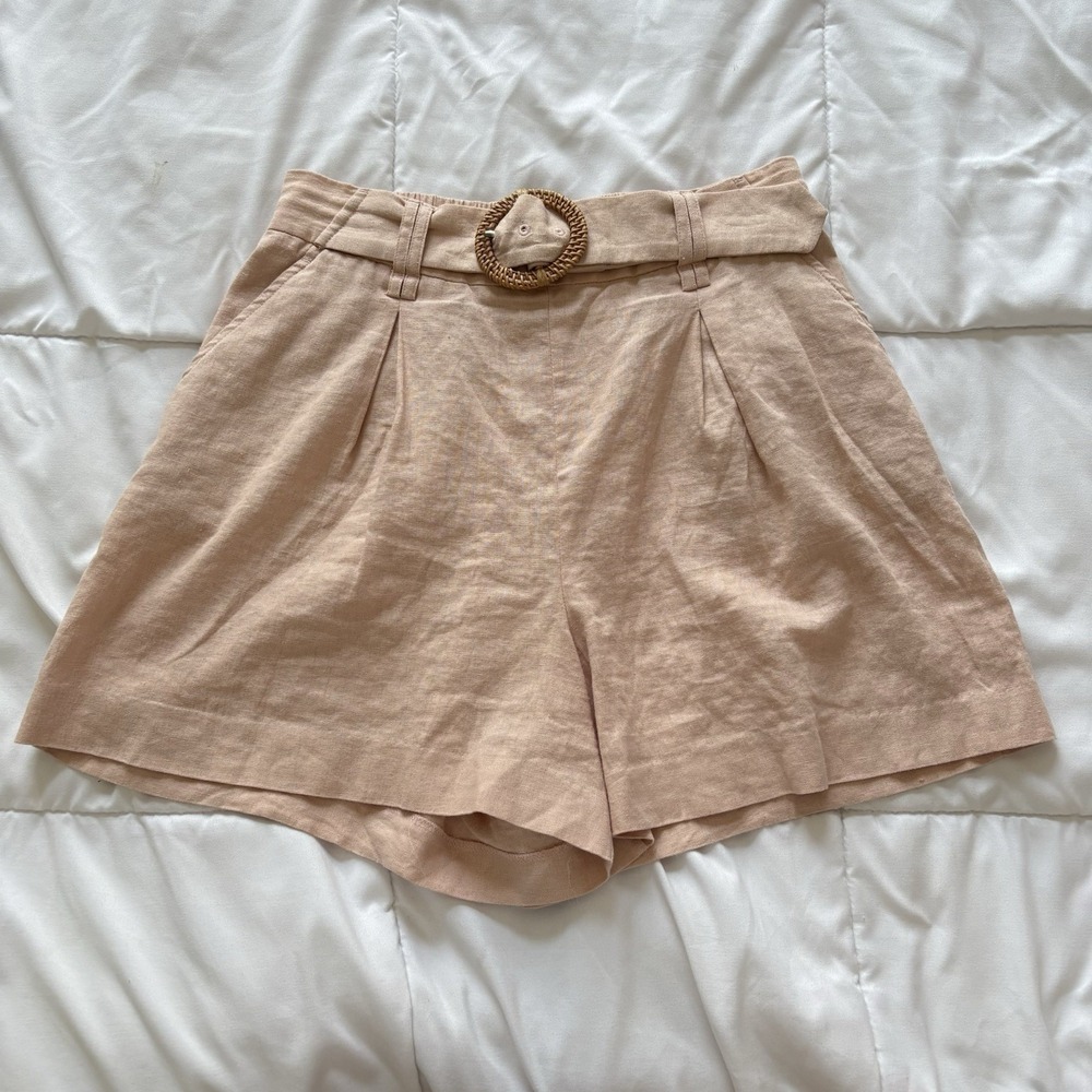 Sigrid Olsen Shorts Linen Blend Womens 6 Pink Belted Summer Beach Coastal Dainty